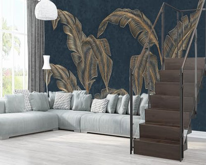 XMPMBM-Modernity Simple Abstraction Banana Leaf Fabric Wallpaper Dark Leaf Living Room Bedroom Bathroom wall Mural-W 88" X H 59"（36 Square Foot） - color: X29, size: 88"x59"