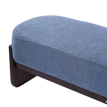 Christopher Knight Home Arden Minimalist Style Rectangular Loop Yarn Fabric Ottoman Bench, Rubberwood Frame, Entryway Bench, Living Room Sofa Extra Seat, End of Bed Footstool, Blue+Brown - color: Blue+brown