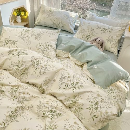 Garden Style Floral Duvet Cover Twin 3 Pieces Vintage Cottagecore Bedding Set 100% Cotton Botanical Floral Comforter Cover for Girls Women Chic Flower Leaves Plants Pattern Farmhouse Bedding Set - color: B# Boho Chic Floral, size: Twin(68"x86")