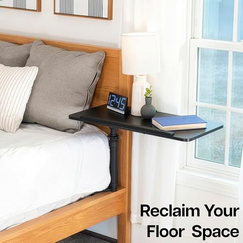 Height Adjustable Under Mattress 30 inch Bedside Desk, Works with Lofts and Beds Without Frames, Tilting Desktop, Fits Laptops, Books, and More, Black - size: 30"