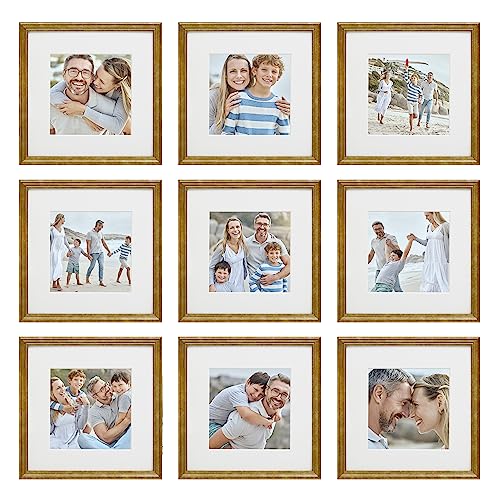 Sheffield Home 9 Piece Gallery Wall Frame Set, 12x12 Inch, Beaded Antique Bronze - color: Beaded Antique Bronze, size: 12x12 Inch