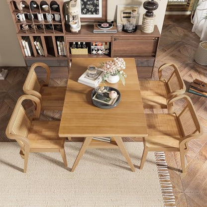 3-Piece Modern Dining Set with Stackable Dining Chairs, Solid Wood Square Table and Chair Breakfast Table Set for 2 Person, Space Saving Dinette for Dining Room, Kitchen, Living Room, Patio-Nature - color: Nature
