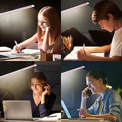 Led Desk Lamp, Desk Lamp with USB Charging Port, 5 Color Modes, 10 Brightness, Natural Light, Eye Caring Reading Lamp, Desk Light for Home Office, Table Lamp, Touch Control, Auto-Timer, Pink - color: Pink