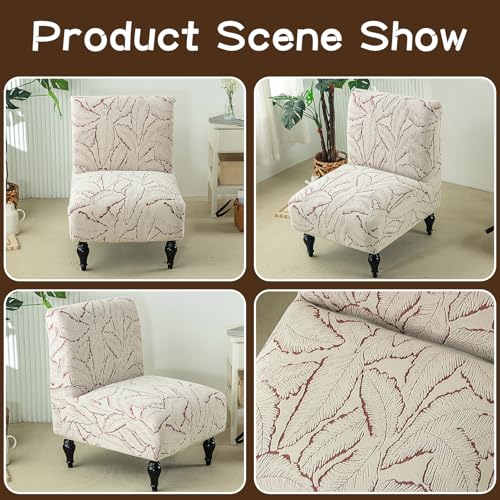 Jacquard Armless Chair Slipcover Chenille Accent Chair Cover Stretch Slipper Chair Slipcovers Printed Furniture Protector for Living Room Dining Room Red - color: Red