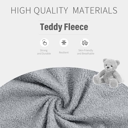 Home Office Chair with Wheels, Rolling Desk Chairs with Flip-up Armrest, Adjustable Office Computer Chair Teddy Fleece, Light Gray - color: Light Grey