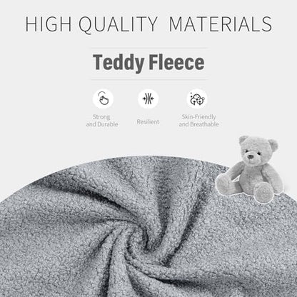 Home Office Chair with Wheels, Rolling Desk Chairs with Flip-up Armrest, Adjustable Office Computer Chair Teddy Fleece, Light Gray - color: Light Grey