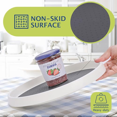 Lazy Susan Turntable, Set of 4, 12 Inch Non-Skid Lazy Susan Organizer for Cabinet, Pantry Organization, Kitchen Storage, Bathroom Sink Cabinet, Refrigerator, Countertop, Spice Rack (4 Pack 12 in) - size: Grey 12 In 4 Pack