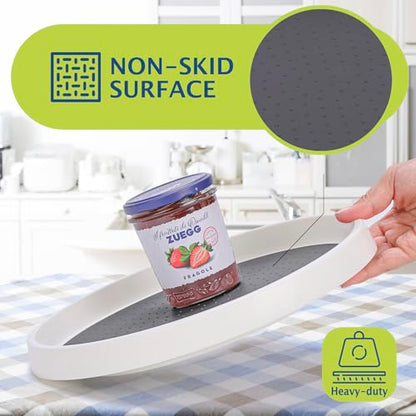 Lazy Susan Turntable, Set of 4, 12 Inch Non-Skid Lazy Susan Organizer for Cabinet, Pantry Organization, Kitchen Storage, Bathroom Sink Cabinet, Refrigerator, Countertop, Spice Rack (4 Pack 12 in) - size: Grey 12 In 4 Pack