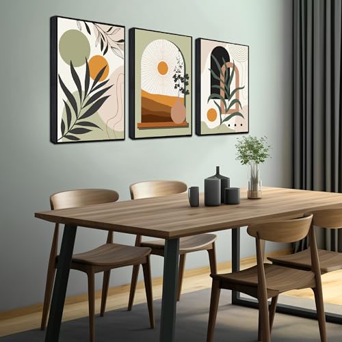Boho Canvas Wall Art for Living Room Big Picture Frames for Wall | Bohemian Wall Decor for Bedroom Women,Girls Room Decorations,Green Home Office Decor16 x 24 Inch 3 Panels - color: Green, size: 24"x16"x3PCS Framed