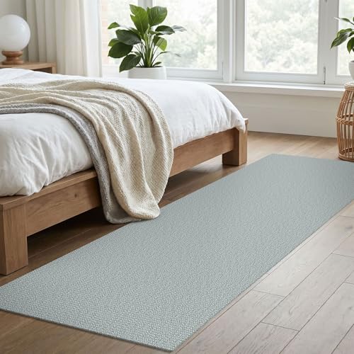 Washable Runner Rug, Non Slip Kitchen Rug, 2x7 Ft, Turquoise/Gray | Washable Braided Runner Carpet, Non Slip Rubber Dot Backed, For Hallway, Kitchen, Entryway, Bedroom, Laundry Room, Foyer - color: Turquoise/Gray, size: 2' x 7' (Rectangular)