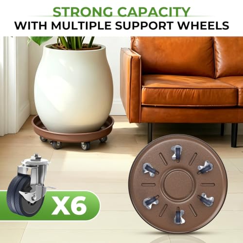 Plant Caddy With Wheels 17" Metal Plant Saucers for Indoors 440 Lb Capacity | Rolling Plant Stand, 360° Locking Casters Heavy Duty Planter Caddies, Rustproof and Waterproof, and Easy to Move, 1 Pack - size: 1 PACK 17 INCH