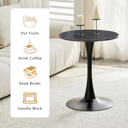 23.6" Round Dining Table, Mid-Century Modern Tulip Table with Thickened Tabletop & Metal Pedestal, Circle Bistro Table for Kitchen, Small Places, Apartments, Cafe - color: Dark Grey, size: 23.6" dining table