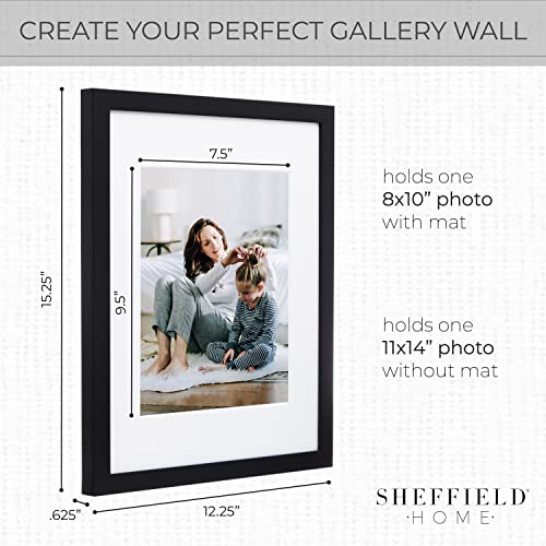 Sheffield Home 9 Piece Gallery Wall Frame Set, 11x14 in. matted to 8x10 in. (Matte Black) - color: Matte Black, size: 11x14 Inch