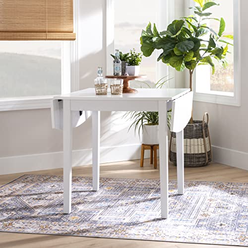 Linon Torino White 30" Square Drop Leaf Table - 30" X 48" Fully Extended - color: White
