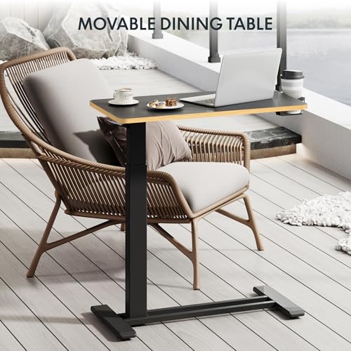FLEXISPOT H7 28" Pneumatic Height-Adjustable Overbed Table with Wheels | C-shaped bedside table TV Tray,Medical End Side Table,Laptop desk for Hospital Home office use,27.6"W x 15.7"D,Black Maple - color: Black Maple, size: Small