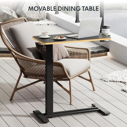 FLEXISPOT H7 28" Pneumatic Height-Adjustable Overbed Table with Wheels | C-shaped bedside table TV Tray,Medical End Side Table,Laptop desk for Hospital Home office use,27.6"W x 15.7"D,Black Maple - color: Black Maple, size: Small