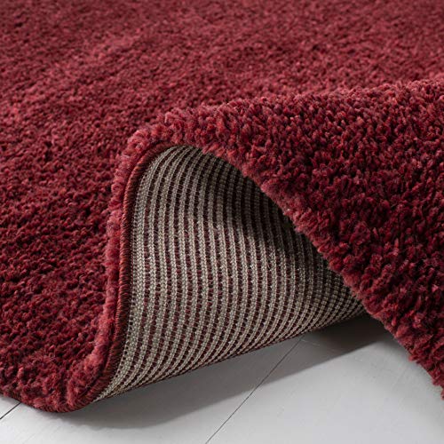 SAFAVIEH August Shag Collection Accent Rug - 2'3" x 4', Burgundy, Solid Design, Non-Shedding & Easy Care, 1.2-inch Thick Ideal for High Traffic Areas in Entryway, Living Room, Bedroom (AUG900S) - color: Burgundy, size: 2'3" x 4' (Rectangular)