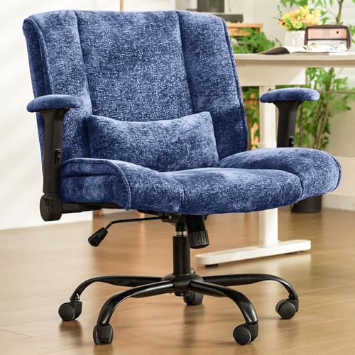 Criss Cross Chair with Wheels & Flip Arms, Wide Cross Legged Office Chair with Adjustable Tilt Criss-Cross Desk Chair with Lumbar Support for Home Office, Bedroom, Apartment Blue - color: Blue