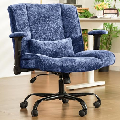 Criss Cross Chair with Wheels & Flip Arms, Wide Cross Legged Office Chair with Adjustable Tilt Criss-Cross Desk Chair with Lumbar Support for Home Office, Bedroom, Apartment Blue - color: Blue