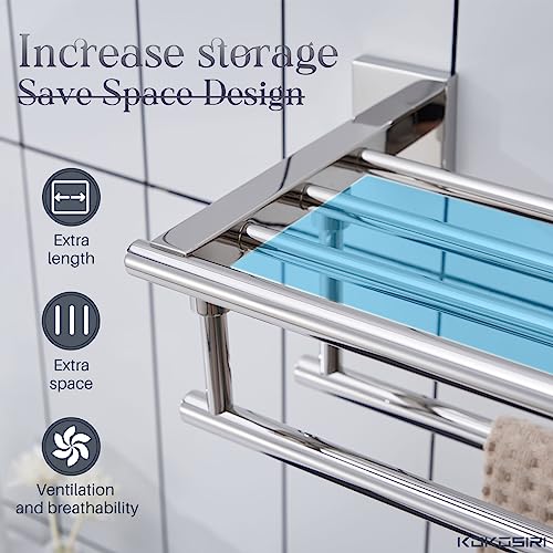 KOKOSIRI Bathroom Towel Rack Towel Holder 32 Inches Bath Towel Shelf with Double Towel Bars Wall Mounted, Polished Chrome Stainless Steel B6005CH-L32 - color: Polished Chrome, size: 32 Inch