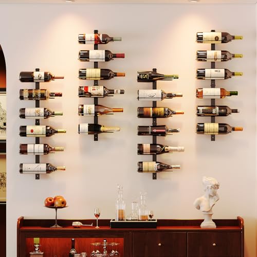 X-cosrack 12 Bottle Wall-Mounted Wine Rack, Detachable Storage Organizer Used as One or Four, DIY Wall Hanging Bottle Holder, for Dining Room, Bar, Wine Cellar - size: 1 Pack (12 Bottles)