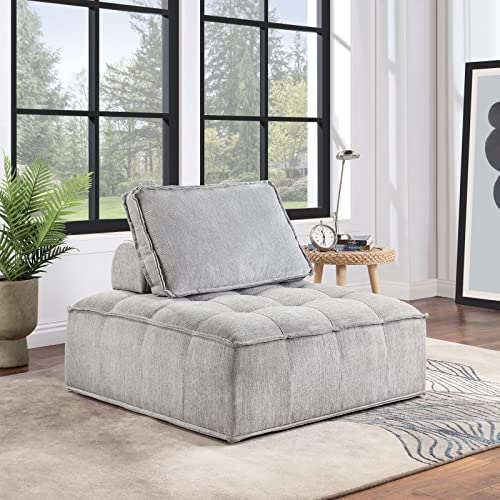 KEVINSPACE 41.3" Modular Sectional Sofa Couch, Armless Floor Chair with Black Legs and Pillow, Fabric Convertible Sofa, Variable Sectional Sofa for Living Room, Free Combination Gray - color: 41.3" Gray