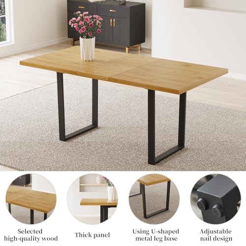 Mid-Century Extendable Dining Table Set, 51"-67", 6 Upholstered Chairs - color: Table With 6 Brown Chairs, size: 51"-67"