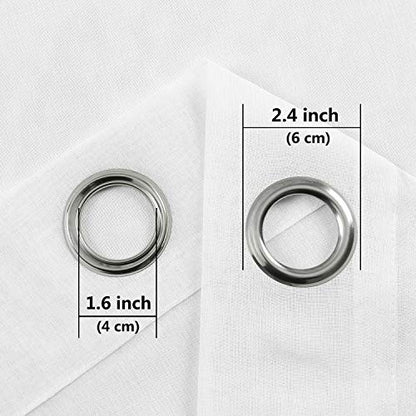 DWCN White Sheer Curtains, Grommet Top Faux Linen Look Voile Semi Transparent Solid Window Sheer Curtains Drapes for Bedroom Living Room, Set of 2 Panels 28 x 72 Inch Long, White - color: White, size: 28"W x 72"L (Pack of 2)