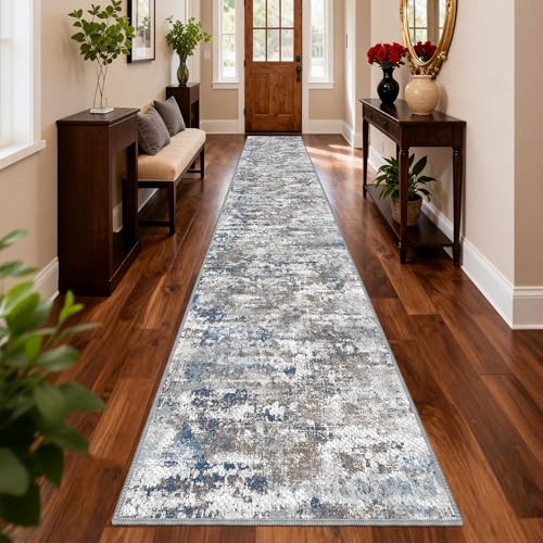 Washable Carpet Runners for Hallway 18ft-Non Slip Floor Runners for Dogs, Abstract Hallway Runner Rug with ‌Silicone Backing, Stain Resistant Rug for Indoor High Traffic,2.6x18,Multi | Washable Runner Rug with Silicone Backing for Dogs Stain-Resistant Mod