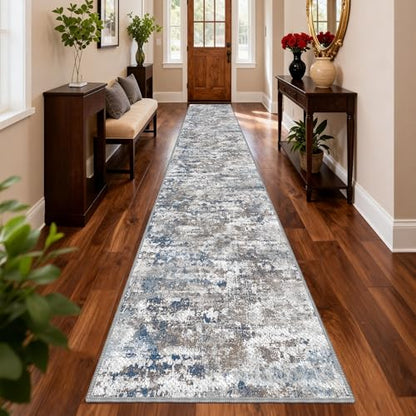 Washable Carpet Runners for Hallway 18ft-Non Slip Floor Runners for Dogs, Abstract Hallway Runner Rug with ‌Silicone Backing, Stain Resistant Rug for Indoor High Traffic,2.6x18,Multi | Washable Runner Rug with Silicone Backing for Dogs Stain-Resistant Mod