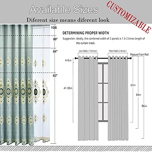 Blue Simple Chenille Jacquard Sheer Window Elegance Curtains/Drapes/Panels/Treatments for Bedroom Living Room,Top Grommets, Two Panels, W54 x L96 inch | Jacquard Floral Detail, Lightweight Voile Feel, Gentle Light Diffusion, for Bedroom and Living Room Wi