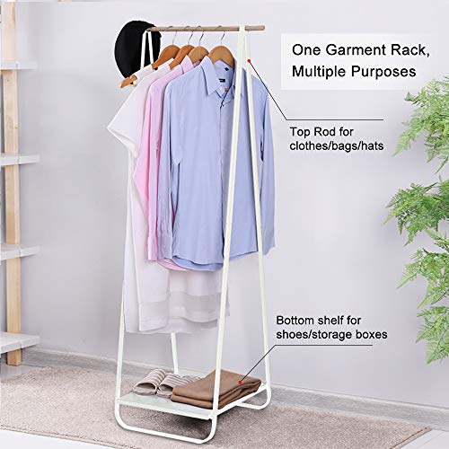 JEFEE Narrow Clothes Rack - Simple Garment Rack Mini Clothing Rack with Shelf 1-Tier Coat Clothing Organizer Storage for Small Space, Entryway, Bedroom, White - color: White