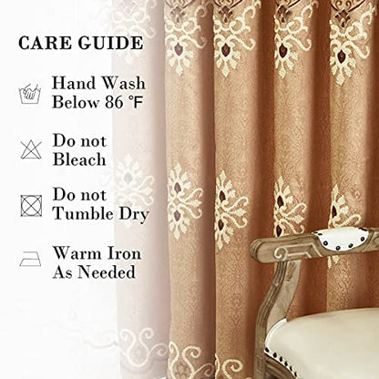 Simple Chenille Jacquard Blackout Window Elegance Curtains/Drapes/Panels/Treatments for Bedroom Living Room,Top Grommets (2 Panels) - color: Coffee-curtain, size: 54"W x 84"L (Pack of 2)