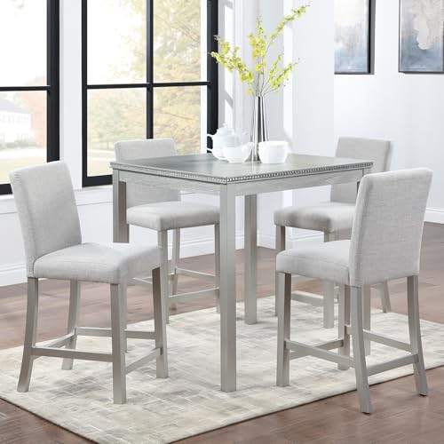 Knocbel Classic Counter Height 2-Person Dining Table for Small Space, Wooden Apartment Condo Pub Bistro Kitchen Dining Furniture (Silver Grey Square 36" H) - color: Silver Grey Square 36"h