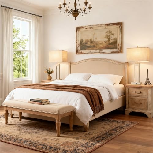 Extra Large 25.5" Nightstand Table Lamps for Bedrooms Set of 2, Bedside Lamp with USB C+A, Colors Changeable Living Room Lamp, Modern Night Stand Lamps for Bed Side Reading, Antique White - color: Antique White