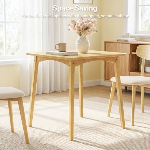 Bamboo Dining Table, Small Kitchen Table for 2, 27.6" Square Dining Tables for Small Space, Easy Assembly, Dinner Table for Dining Room, Living Room, Kitchen, Office(Natural) - color: Natural