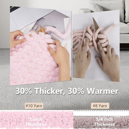 Cozyful Chunky Yarn for Hand Knitting - #10 Chunky Chenille Yarn, Jumbo Big Thick Chunky Yarns for Crocheting, Super Bulky Chunky Knit Blanket Yarns, 8 Skein (22 yds 8 oz Each Skein), Blush Pink - color: Blush Pink