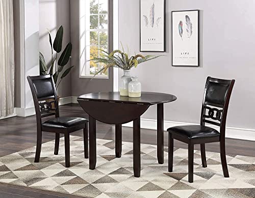 New Classic Furniture Gia 3-Piece Drop Leaf Dining Table Set with 2 Chairs, 42-Inch, Ebony - color: Ebony, size: Dining Set