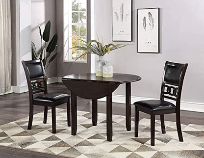 New Classic Furniture Gia 3-Piece Drop Leaf Dining Table Set with 2 Chairs, 42-Inch, Ebony - color: Ebony, size: Dining Set