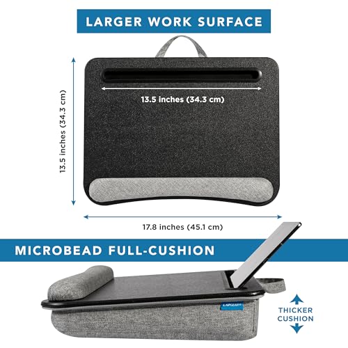 LAPGEAR Portable Laptop Lap Desk – Black, Fits 15.6" Laptops - color: Black Leather
