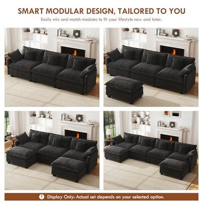 77" Cloud Sofa Loveseat, Comfy Sectional Couch, 2-Seater Chenille Deep Seat Sofa with Throw Pillows for Living Room Bedroom Apartment (Black) - color: Black, size: 77" Sofa