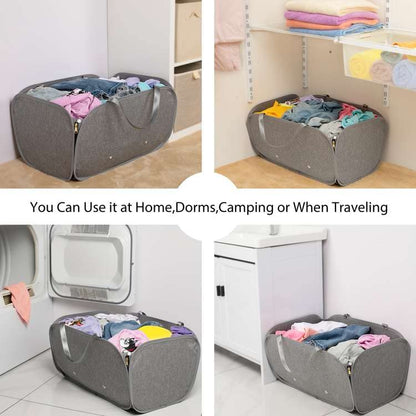 Pop Up Laundry Hamper, Holds 1.5 Loads, Honeycomb Breathable Laundry Basket | Designed at Dryer-Door Height for Easy Unloading, Collapsible with Strong Handles, Lightweight Carry, Tear-Proof Mesh