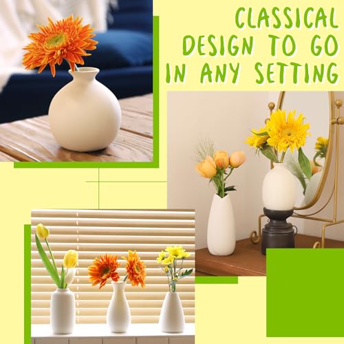 10pc Ceramic Bud Vases Set - White Small Flower Ceramic Vases | 2-3 Inch Mini Vases Boho & Modern Ceramic Vase Set for Table Décor, Wedding, Cute Vase Home Decor