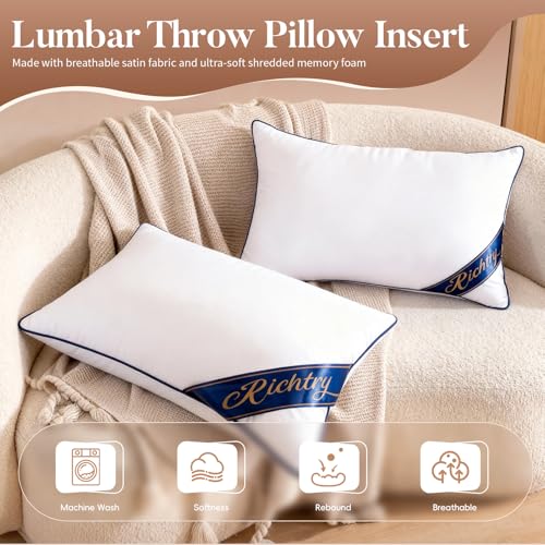 16 x 26 Inch Throw Pillow Insert, with Memory Foam Filling, White | Decorative Lumbar Throw Pillow for Living Room, Sofa and Couch, 16 x 26 Inch - size: 16x26 Inch（Pack of 1）