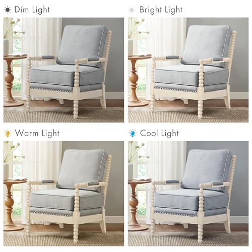 Madison Park Accent Chairs for Living Room Farmhouse Modern Armchair, Solid Wood, Antiqued Finish, Upholstered Seat Removable, Bedroom Lounge for Reading, 25.5" W, Light Blue/Antique Cream - color: Light Blue/Antique Cream