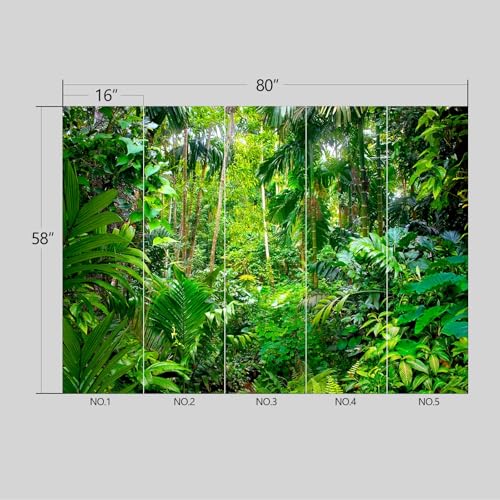Tropical Rainforest Botanical Wallpaper Peel and Stick wall Mural for Bedroom Living Room - 58"x80" - color: B07, size: 58"x80"