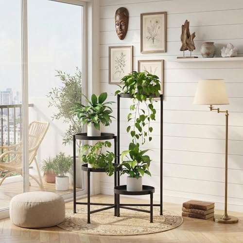 aboxoo 4 Tier Metal Plant Stand Modern NEW, Indoor Outdoor Multi-Tiered Plant Stand Display Tray, Flower Pot Stand for Indoor Home Outdoor Patio Balcony Yard - size: 4 Tier