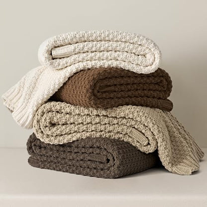 EVERGRACEHOME Chunky Chenille Knit Throw Blanket, 60 x 80, Sand Dune | Sculpted Moss Stitch, Chic Modern Farmhouse, All-Season Warmth, OEKO-TEX® Certified, Elegant Blanket for Couch, Bed, Sofa - color: Sand Dune, size: 60" X 80"