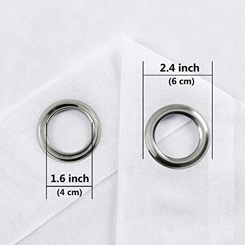 DWCN White Faux Linen Sheer Curtains - Grommet Voile Window Curtain Drapes for Bedroom Living Room 46 x 54 inch Length, Set of 2 - color: White, size: 46"W x 54"L (Pack of 2)