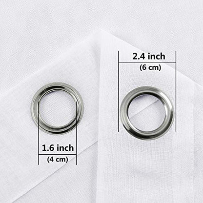 DWCN White Faux Linen Sheer Curtains - Grommet Voile Window Curtain Drapes for Bedroom Living Room 46 x 54 inch Length, Set of 2 - color: White, size: 46"W x 54"L (Pack of 2)